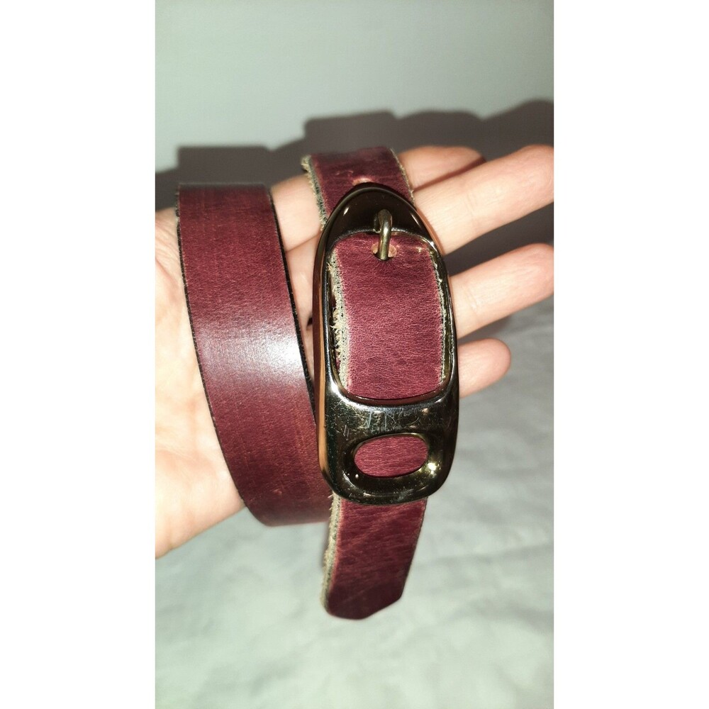 Burgundy Leather Aigner Belt Original Gold Buckle Sz 30 #1950